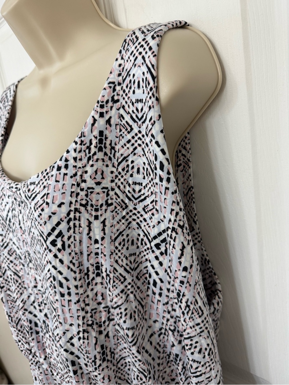 Tart 3X Printed Sleeveless Maxi Dress Pink Black Geometric Plus Size - Picture 7 of 11